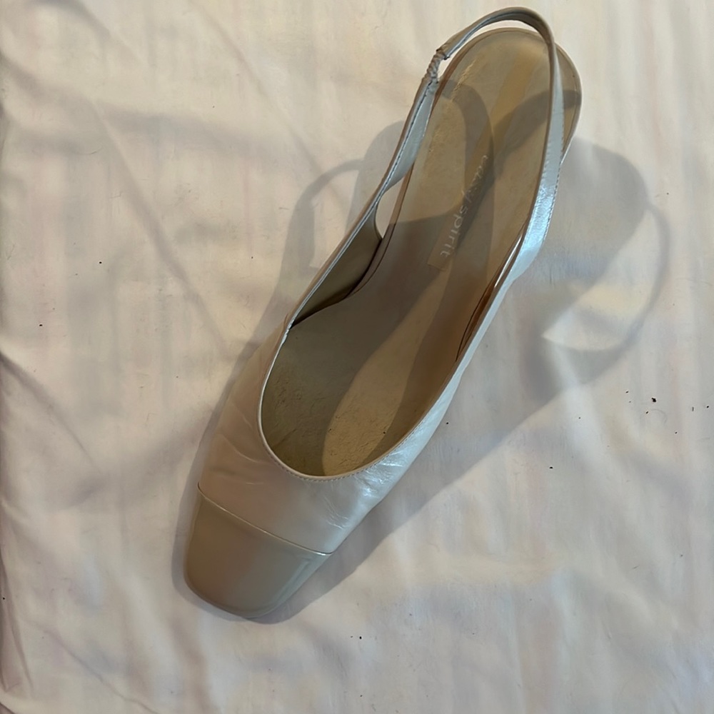 Bone coloured sling back